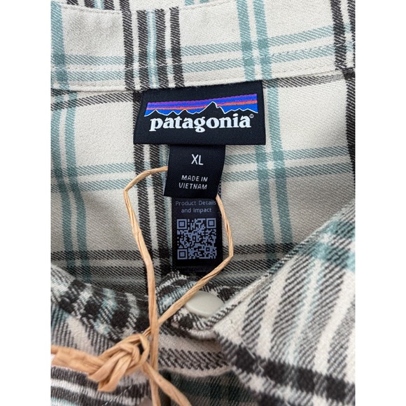 Patagonia Women's Canyonite Flannel Shirt XL Plaid Tan Teal Performance Stretch - Picture 4 of 7